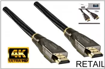 Cable HDMI premium, macho a macho, DINIC Gama Dubai, negro, longitud: 10,00 m, caja